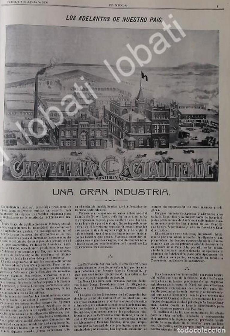 Poster collecting: CARTEL ANTIGUO ORIGINAL DE CERVECERIA CUAUHTEMOC 1899 AMPLIO REPORTAJE