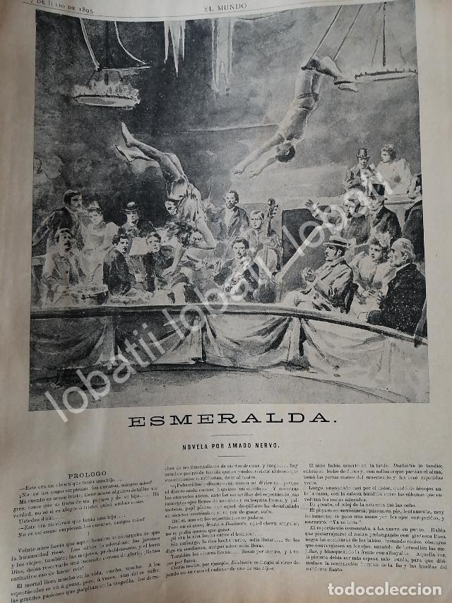 Colecionismo de cartazes: CARTEL ANTIGUO ORIGINAL DE NOVELA CORTA INEDITA DE AMADO NERVO 1895 ESMERALDA / RARO