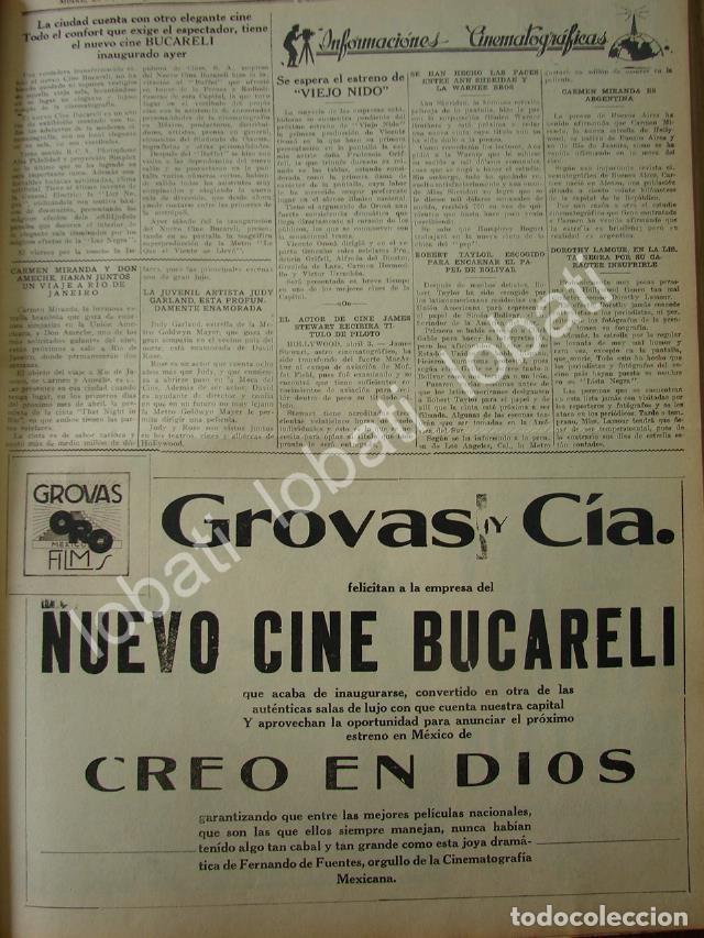 Colecionismo de cartazes: CARTEL ANTIGUO ORIGINAL DE GROVAS Y CIA FELICITAN INAUGURACION DE CINE BUCARELI 1941 Y MAS NOTAS