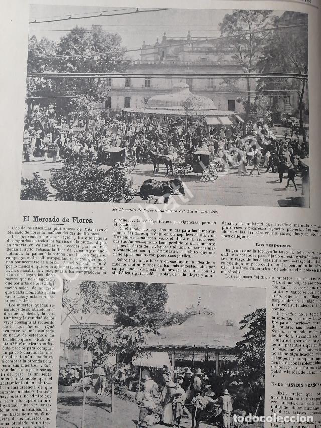 Colecionismo de cartazes: CARTEL ANTIGUO ORIGINAL DE EL MERCADO DE LAS FLORES DEL D.F Y DIA DE MUERTOS 1899