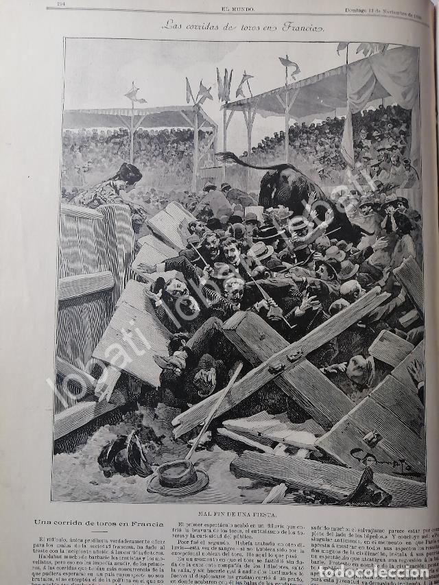 Colecionismo de cartazes: CARTEL ANTIGUO ORIGINAL DE ACCIDENTE EN CORRIDA DE TOROS EN FRANCIA 1899 / TRM