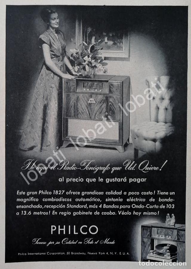 Colecionismo de cartazes: CARTEL ANTIGUO ORIGINAL DE MINI CARTEL RADIOS PHILCO 1827 1940s/ 289