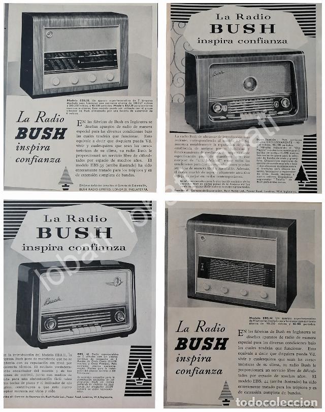 Colecionismo de cartazes: CARTEL ANTIGUO ORIGINAL DE SET DE 4 MINI AFICHES RADIOS BUSH 1950s/ 299