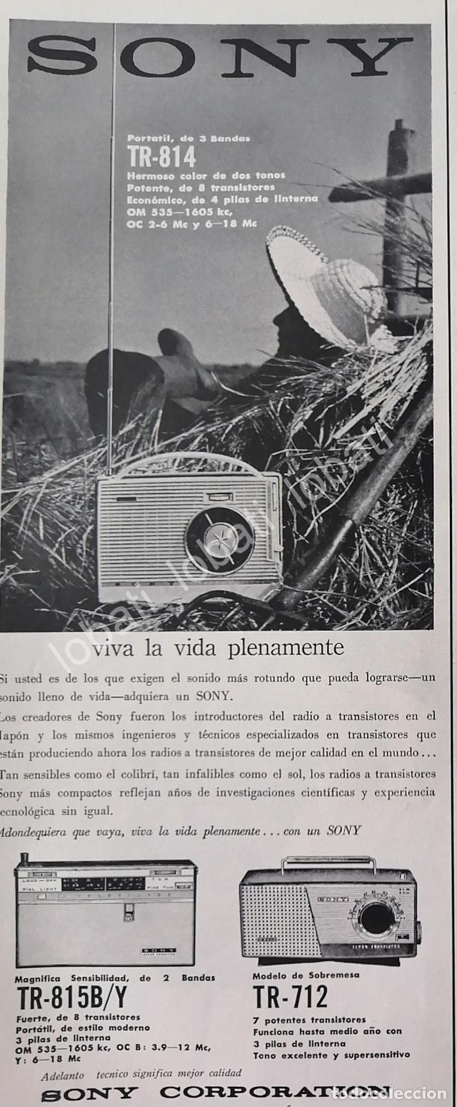 Colecionismo de cartazes: CARTEL ANTIGUO ORIGINAL DE RADIOS SONY SERIE TR 1960 /370