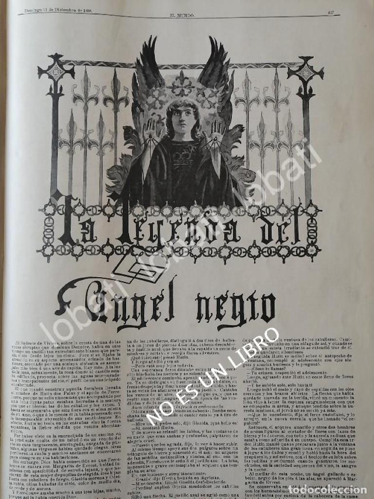Colecionismo de cartazes: CARTEL ANTIGUO ORIGINAL DE CUENTO INEDITO DE FERNANDO MAZADE 1898. LA LEYENDA DEL ANGEL NEGRO