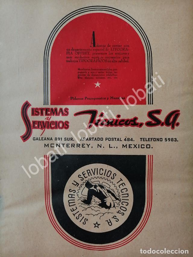 Poster collecting: CARTEL ANTIGUO ORIGINAL DE SISTEMAS Y SERVICIOS TECNICOS S.A 1942 /723 MONTERREY