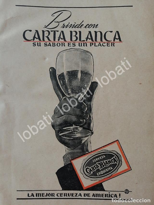 Poster collecting: CARTEL ANTIGUO ORIGINAL DE CERVEZA CARTA BLANCA 1944 /213