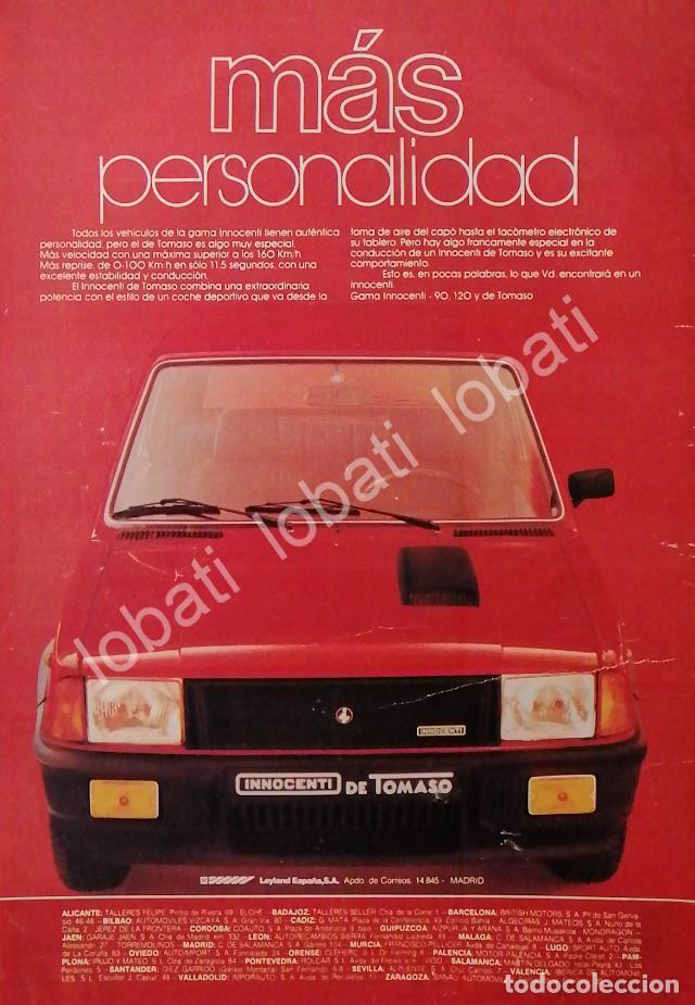 Sammeln von Plakaten: CARTEL ANTIGUO ORIGINAL DE AUTOS INNOCENTI DE TOMASO 1982 /895 MUY RARO