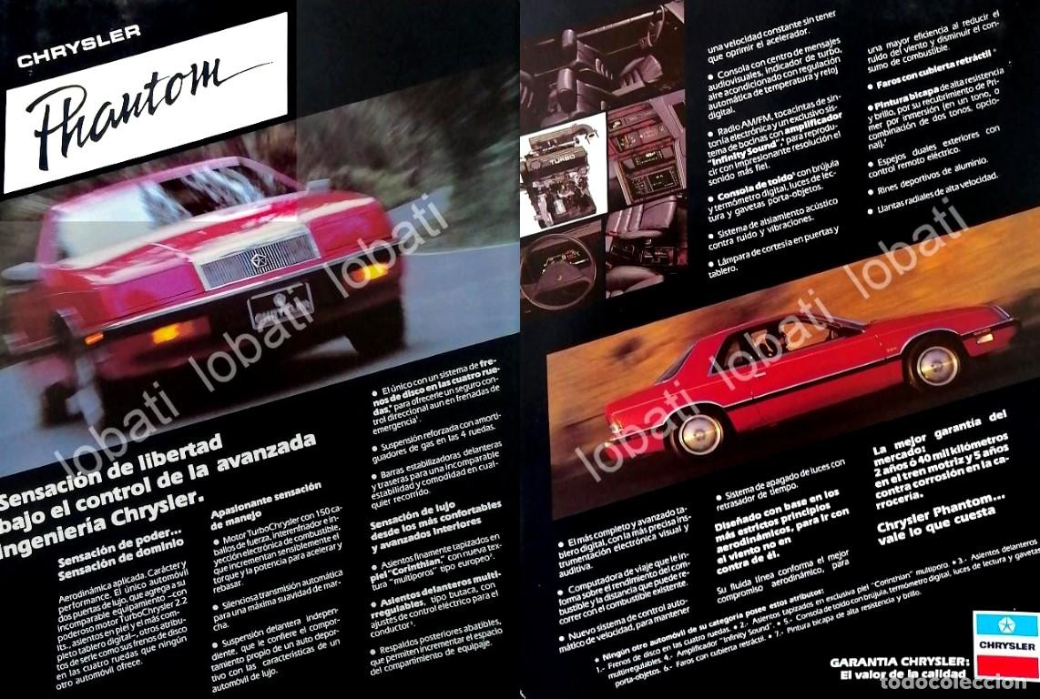Poster collecting: CARTEL ANTIGUO ORIGINAL DE AUTOS CHRYSLER PHANTOM 1989 /940