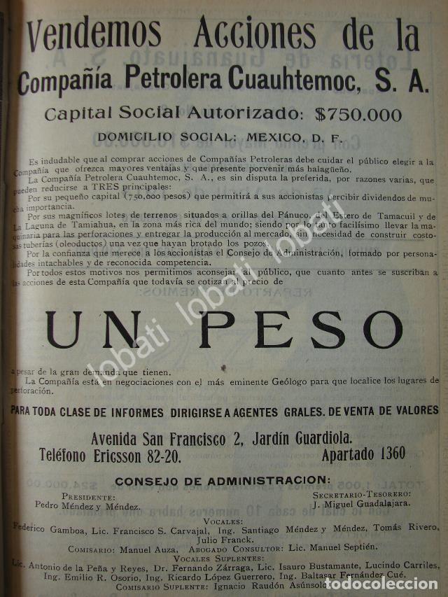 Poster collecting: CARTEL ANTIGUO ORIGINAL DE CIA. PETROLEA CUAUHTEMOC VENDE ACCIONES 1914 /762