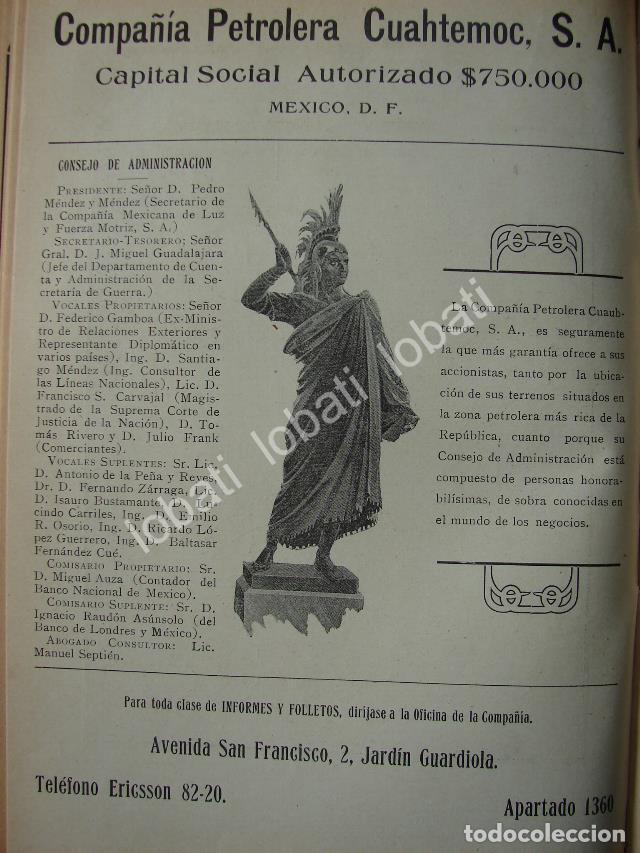 Poster collecting: CARTEL ANTIGUO ORIGINAL DE COMPA&Ntilde;IA PETROLERA CUAUHTEMOC 1914 /767