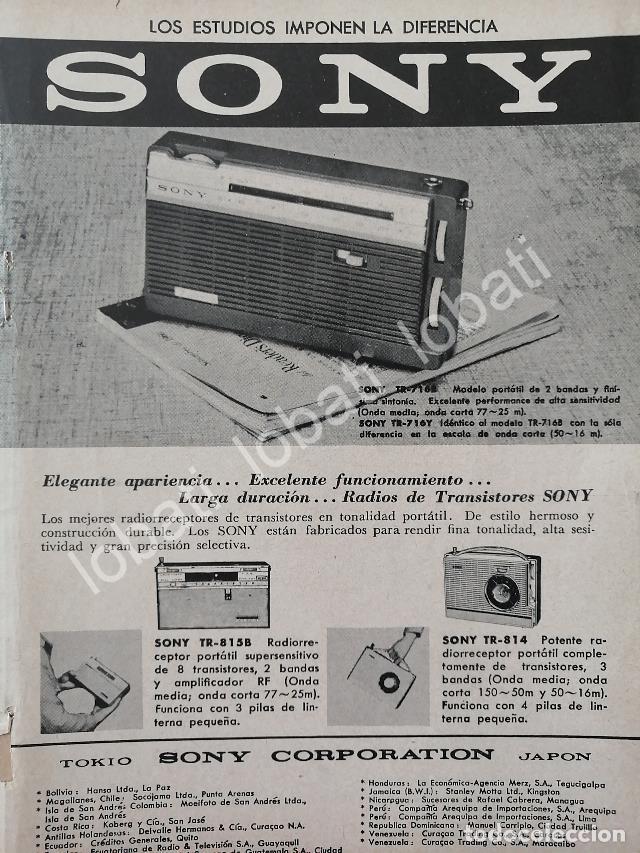 Poster collecting: CARTEL ANTIGUO ORIGINAL DE MINI CARTEL RADIOS SONY SERIES TR 1960s / 296