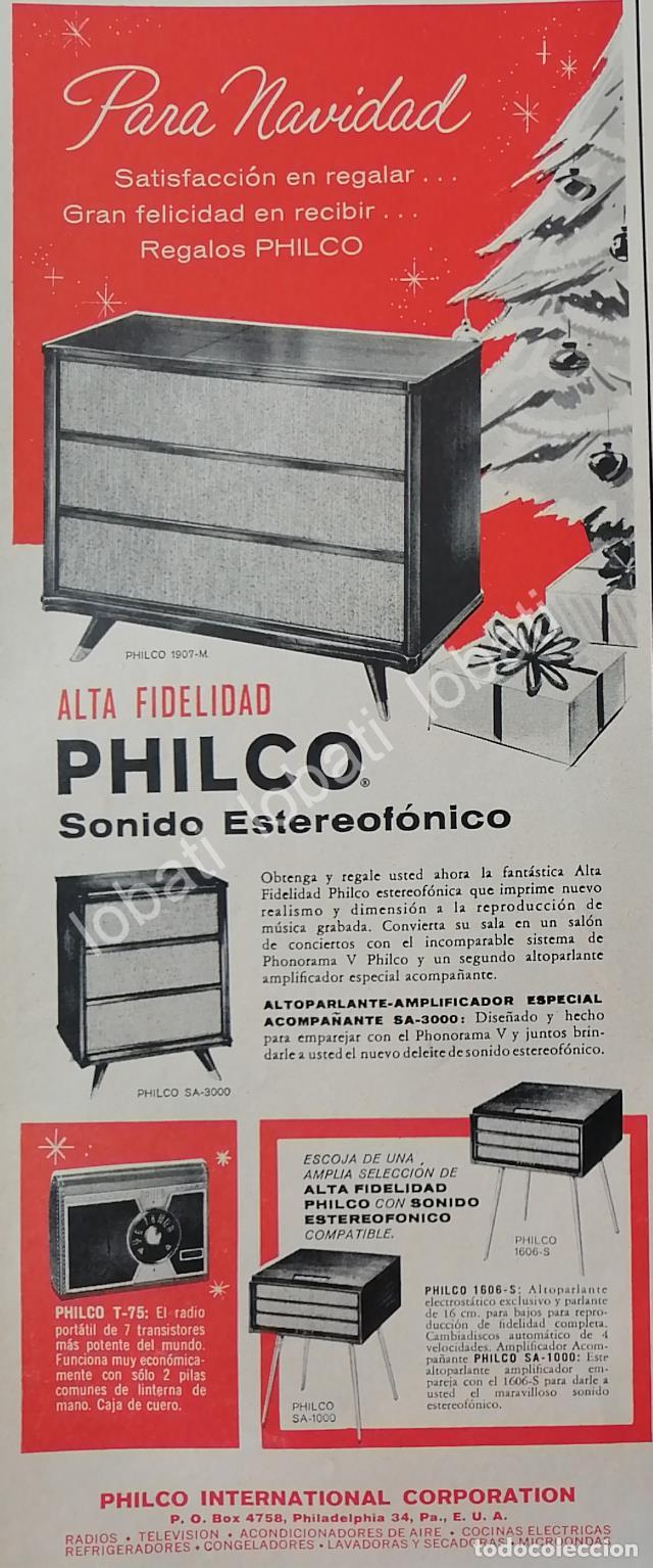 Coleccionismo de carteles: CARTEL ANTIGUO ORIGINAL DE RADIOS Y TOCADISCOS PHILCO 1958 /358