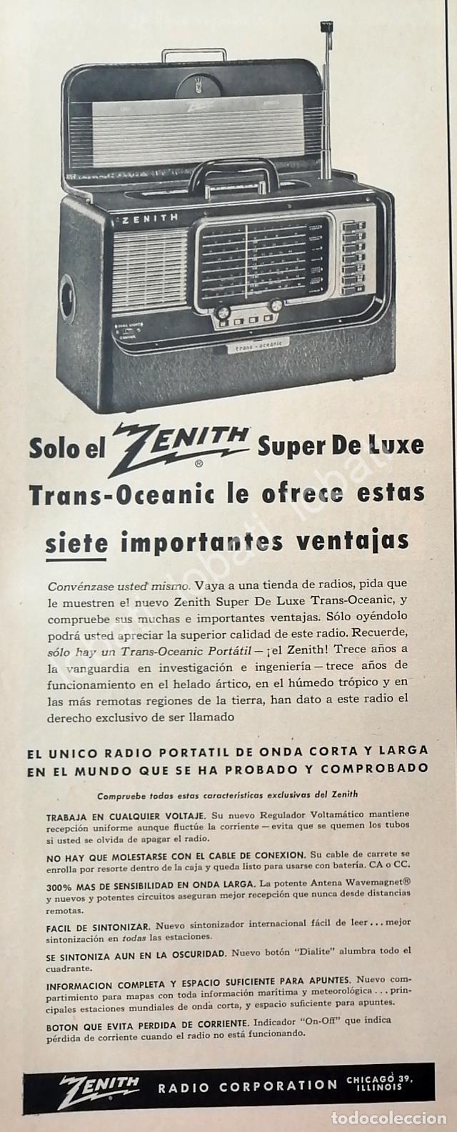 Poster collecting: CARTEL ANTIGUO ORIGINAL DE RADIOS ZENITH TRANSOCEANICO SUPER DELUXE 1950s /366