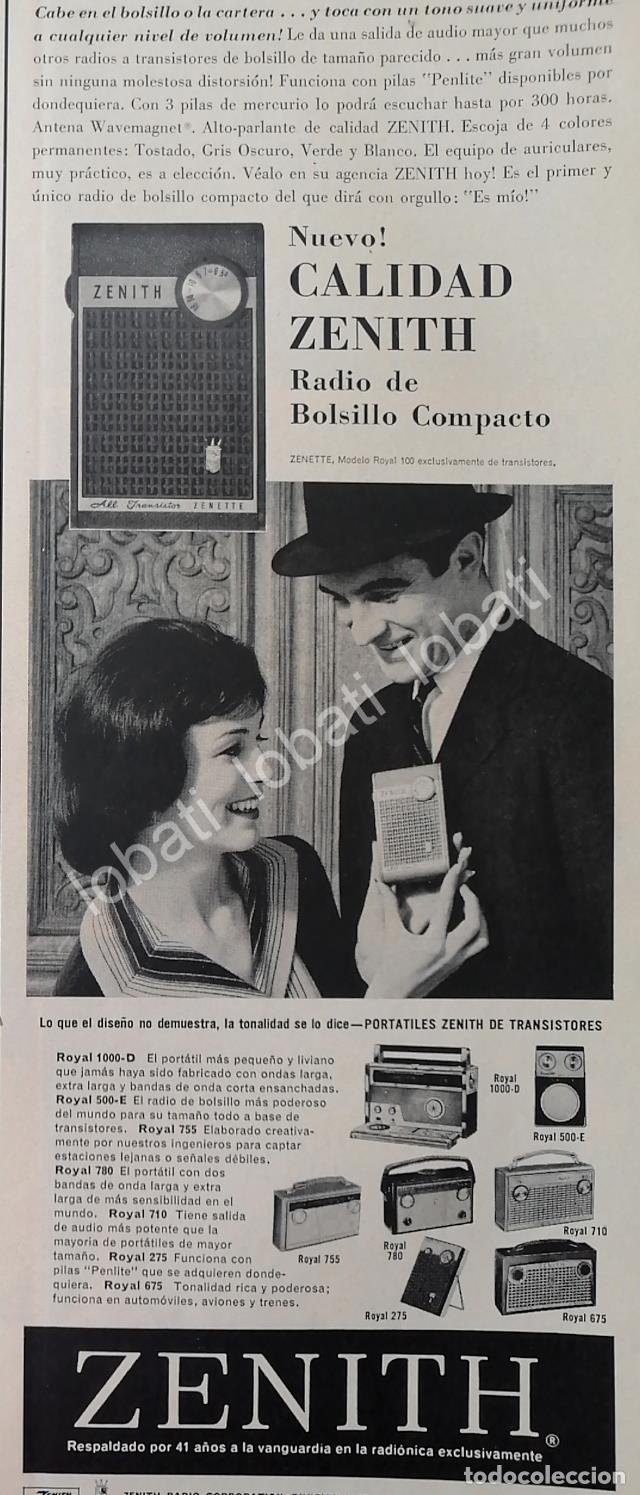 Poster collecting: CARTEL ANTIGUO ORIGINAL DE RADIOS DE BOLSILLO ZENITH ZENETTE ROYAL 100 1960 /373
