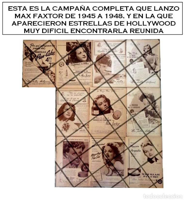 Collectionnisme d'affiches: CAMPA&Ntilde;A PUBLICITARIA COMPLETA MAX FACTOR Y ESTRELLAS DE CINE 1945-48
