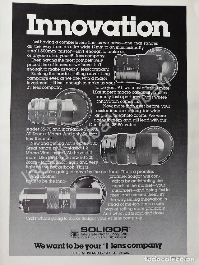 Poster collecting: CARTEL ANTIGUO ORIGINAL DE LENTES PARA CAMARAS. SOLIGOR 1980 /511