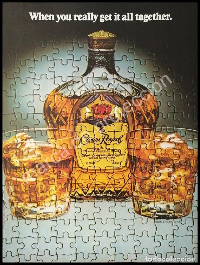 Poster collecting: CARTEL ANTIGUO ORIGINAL DE WHISKY CROWN ROYAL 1980s / VINOS