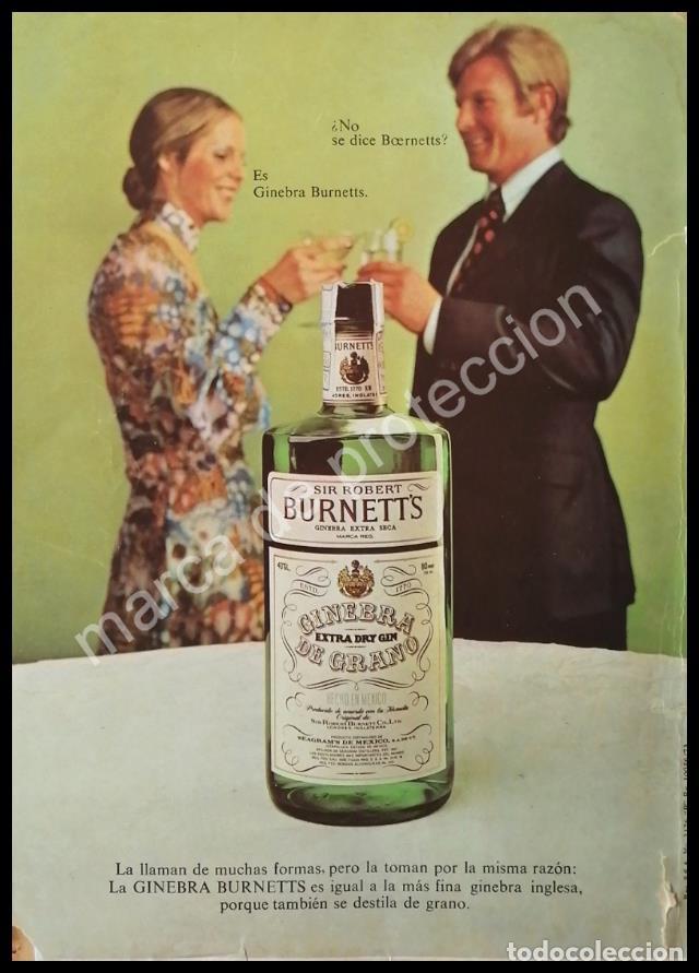 Poster collecting: CARTEL ANTIGUO ORIGINAL DE GINEBRA BURNETTS 1973 / RARO