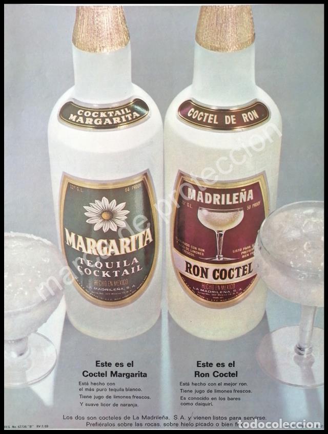Poster collecting: CARTEL ANTIGUO ORIGINAL DE TEQUILA COCKTAIL MARGARITA 1969 LA MADRILE&Ntilde;A S.A