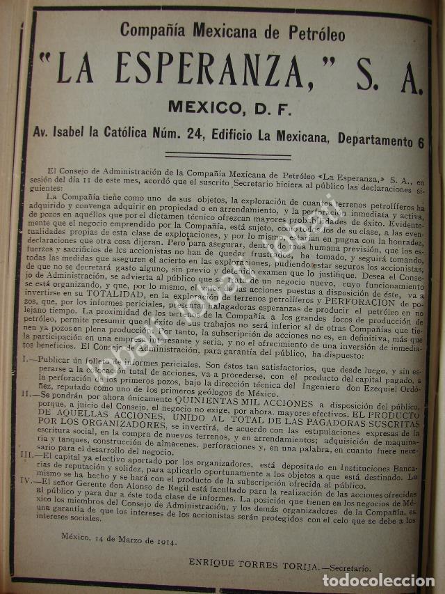 Poster collecting: CARTEL ANTIGUO ORIGINAL DE COMPA&Ntilde;IA PETROLERA LA ESPERANZA 1914 /765