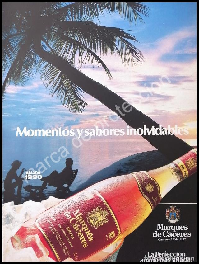 Poster collecting: CARTEL ANTIGUO ORIGINAL DE VINOS MARQUES DE CACERES 1990