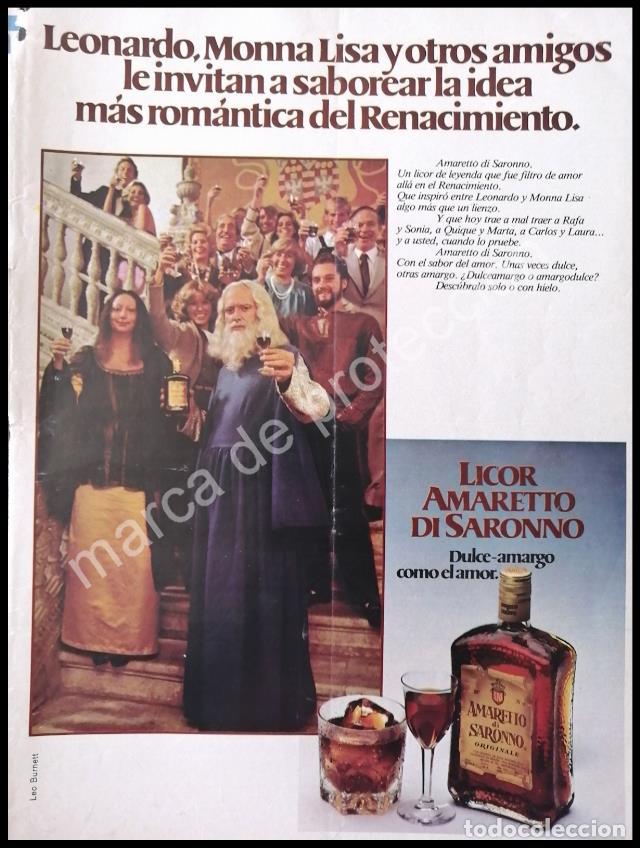Poster collecting: CARTEL ANTIGUO ORIGINAL DE LICOR AMARETTO DI SARONNO 1980s