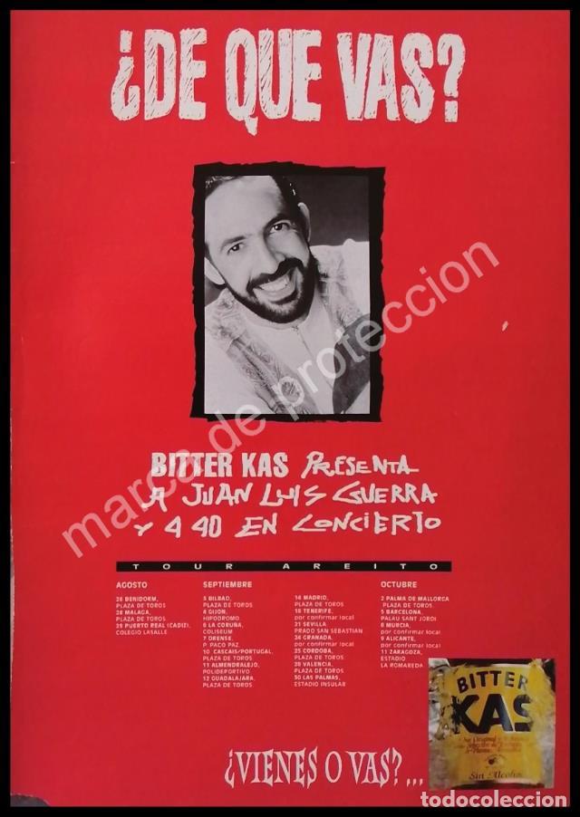 Poster collecting: CARTEL ANTIGUO ORIGINAL DE BITTER KAS Y JUAN LUIS GUERRA EN CONCIERTO 1993 FEP