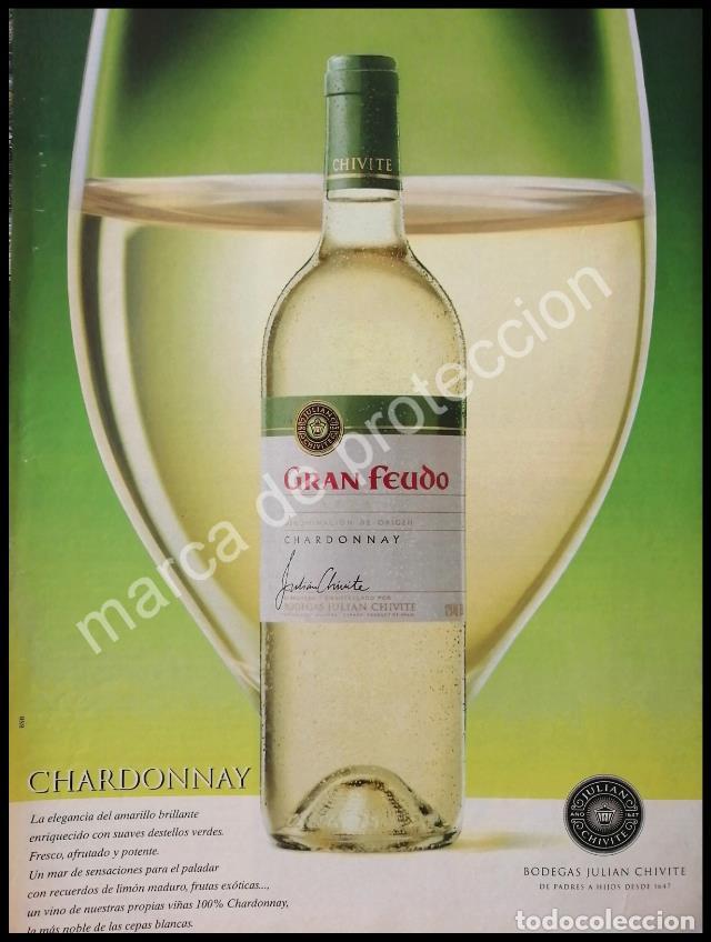 Poster collecting: CARTEL ANTIGUO ORIGINAL DE VINOS CHARDONNAY GRAN FEUDO 1980s