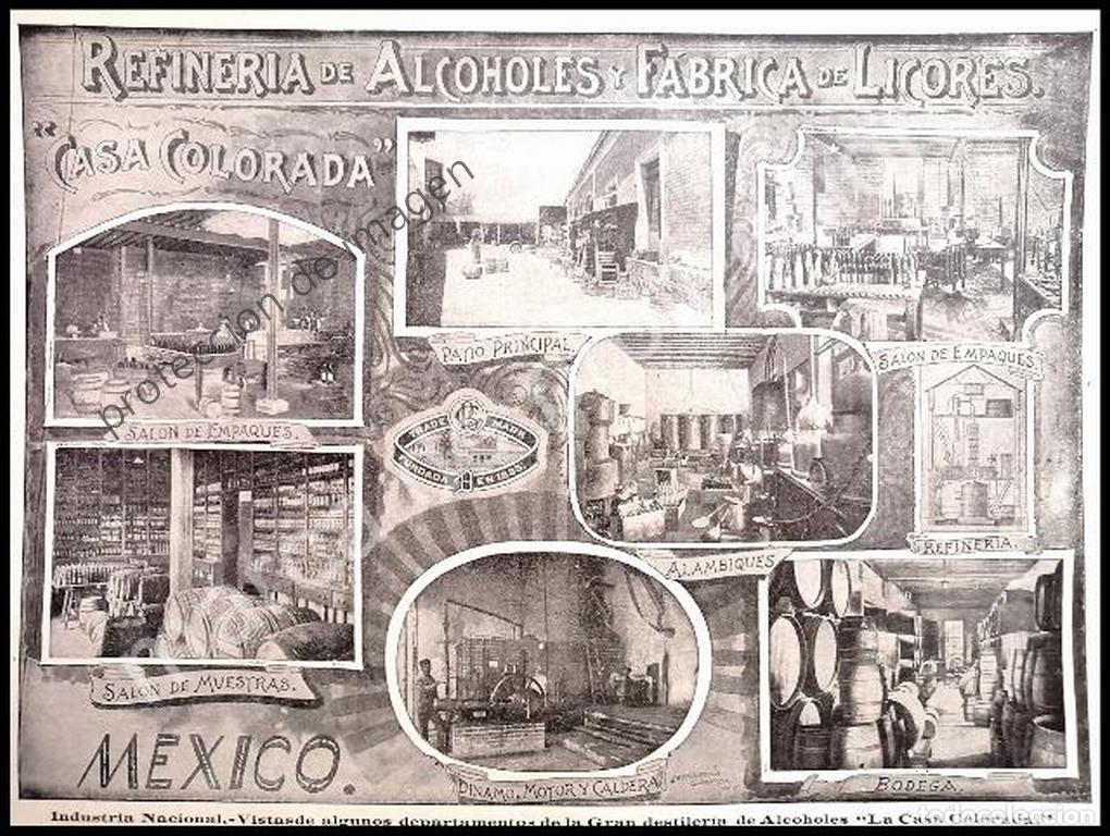 Poster collecting: CARTEL ANTIGUO ORIGINAL DE FABRICA DE LICORES LA CASA COLORADA 1897 /RARO