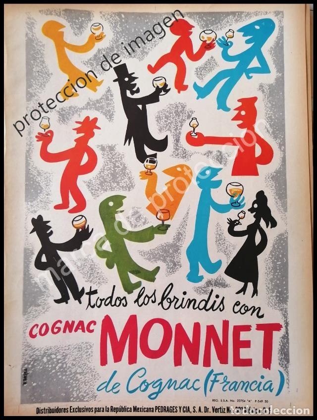 Poster collecting: CARTEL ANTIGUO ORIGINAL DE COGNAC MONNET DIBUJO Avel&middot;l&iacute; Art&iacute;s (Tisner)