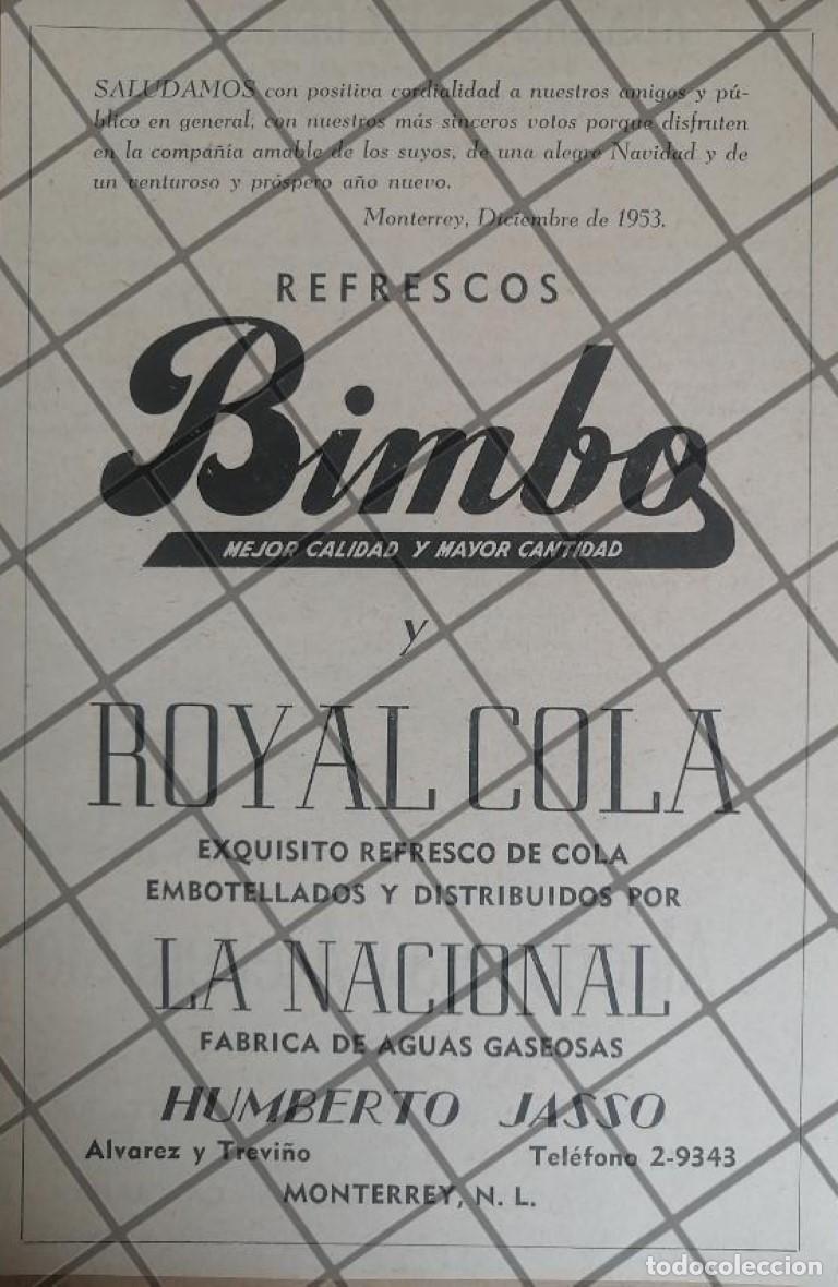 Poster collecting: AFICHE PUBLICITARIO RETRO REFRESCOS BIMBO 1953 MONTERREY