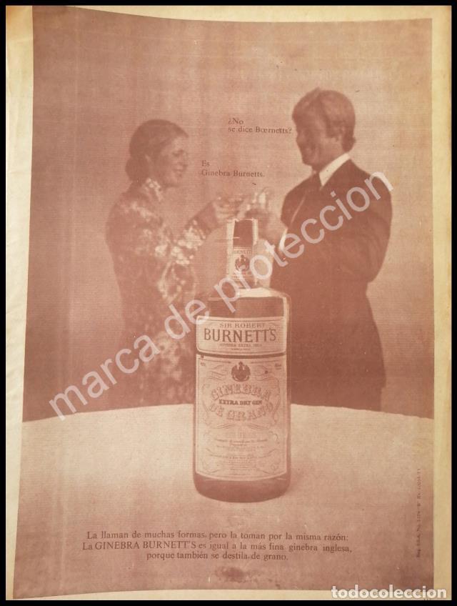 Poster collecting: CARTEL ANTIGUO ORIGINAL DE GINEBRA BURNETTS 1973 / RARO /2