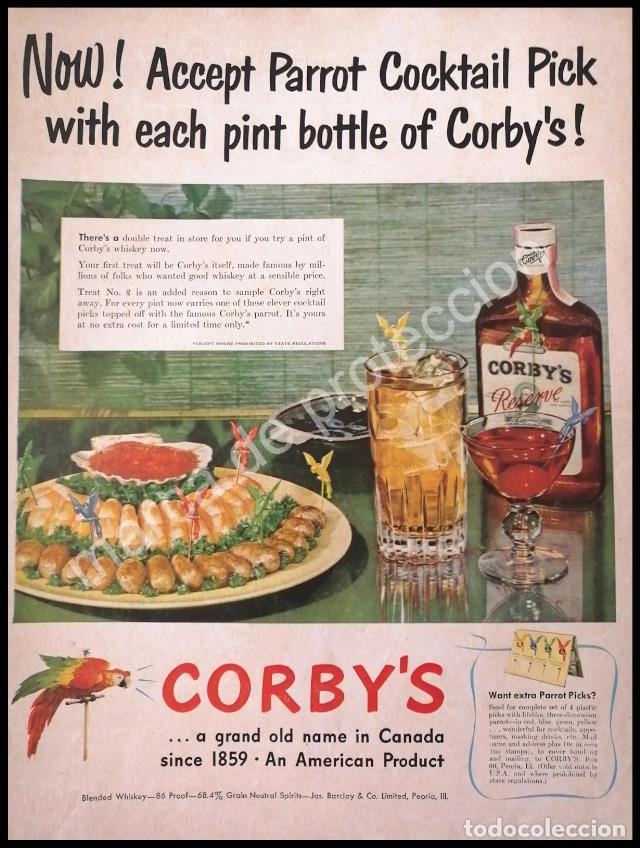 Poster collecting: CARTEL ANTIGUO ORIGINAL DE VINOS COCKTAIL CORBYS 1950