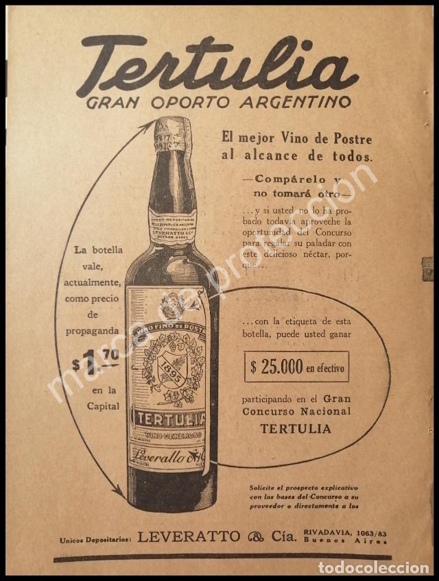 Poster collecting: CARTEL ANTIGUO ORIGINAL DE VINOS. OPORTO TERTULIA DE LEVERALLO 1927 /3