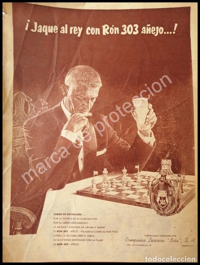 Poster collecting: CARTEL ANTIGUO ORIGINAL DE RON 303 A&Ntilde;EJO 1950s / RARO