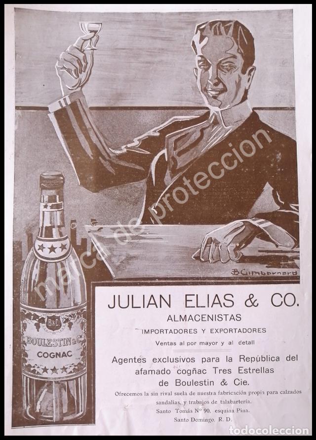 Poster collecting: CARTEL ANTIGUO ORIGINAL DE COGNAC BOULESTIN 1920 JULIAN ELIAS & CO. RARO