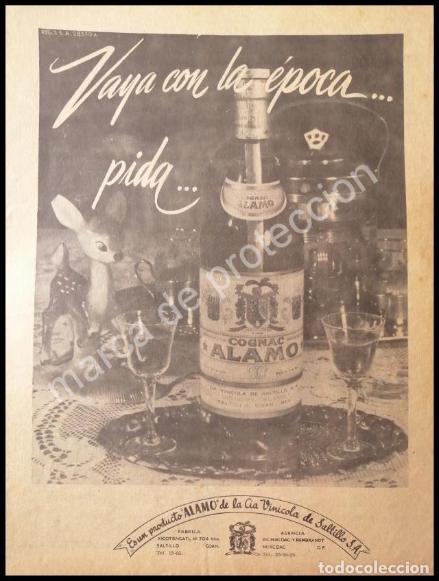 Poster collecting: CARTEL ANTIGUO ORIGINAL DE COGNAC ALAMO 1950s / RARO
