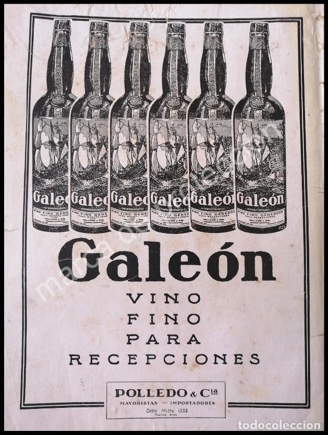 Poster collecting: CARTEL ANTIGUO ORIGINAL DE VINO TINTO GALEON 1930 / RARO