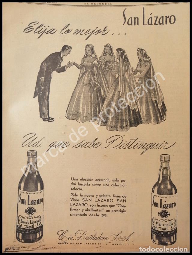 Collectionnisme d'affiches: CARTEL ANTIGUO ORIGINAL DE VINOS SAN LAZARO 1947 /RARO 2