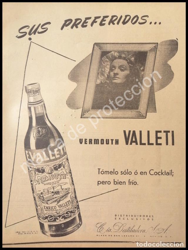 Collectionnisme d'affiches: CARTEL ANTIGUO ORIGINAL DE VINOS VALLETI CON ANDREA PALMA 1947 / FEP /RARO