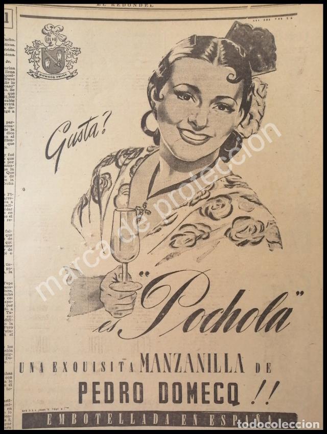 Collectionnisme d'affiches: CARTEL ANTIGUO ORIGINAL DE MANZANILLA LA PALMA, PEDRO DOMECQ 1947. RARO