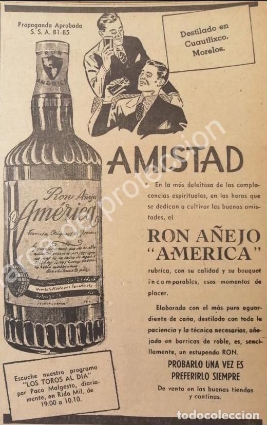 Collectionnisme d'affiches: CARTEL ANTIGUO ORIGINAL DE RON AMERICA 1947. MUY RARO