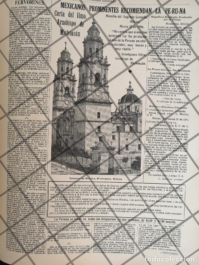 Collectionnisme d'affiches: CARTEL ANTIGUO PERUNA Y CATEDRAL DE MORELIA 1910