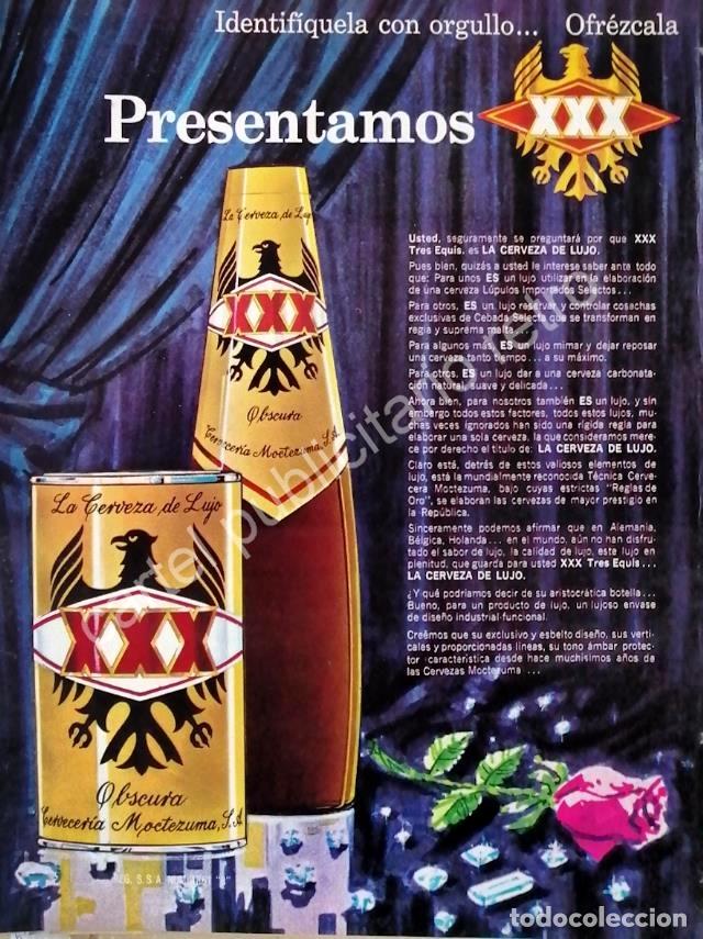 Collectionnisme d'affiches: CARTEL ANTIGUO ORIGINAL DE CERVEZA XXX 1960s CERVECERIA MOCTEZUMA /6