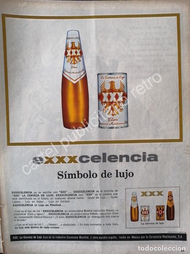 Collectionnisme d'affiches: CARTEL ANTIGUO ORIGINAL DE CERVEZA XXX 1960s CERVECERIA MOCTEZUMA /8