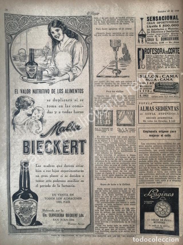 Collectionnisme d'affiches: CARTEL ANTIGUO ORIGINAL DE CERVEZA BIECKERT Y OTRAS PUBLICIDADES 1926