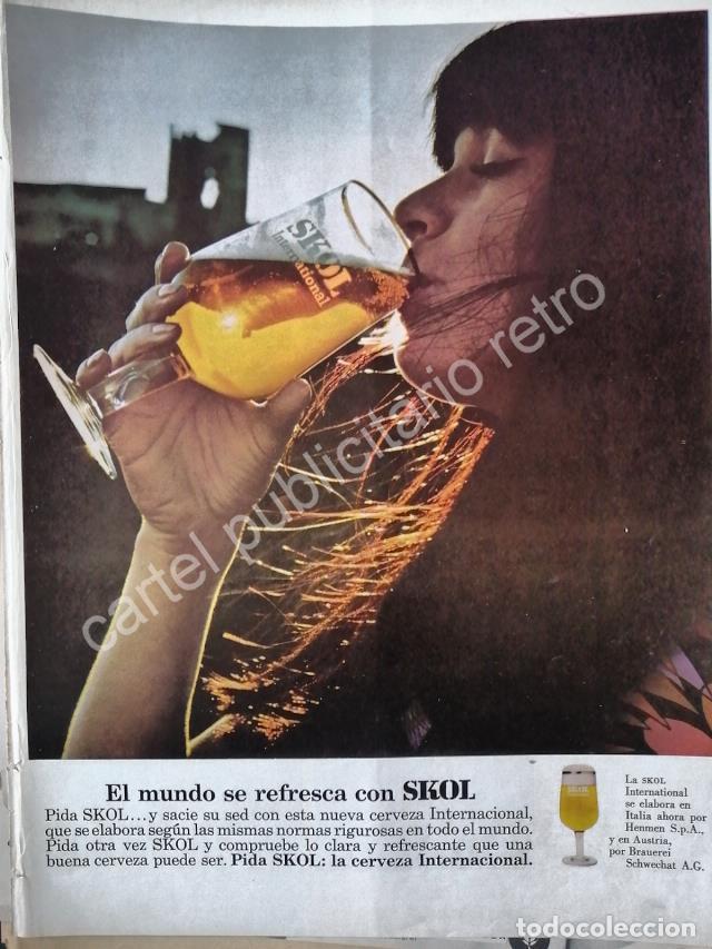 Collectionnisme d'affiches: CARTEL ANTIGUO ORIGINAL DE CERVEZA SKOL 1967 / RARO