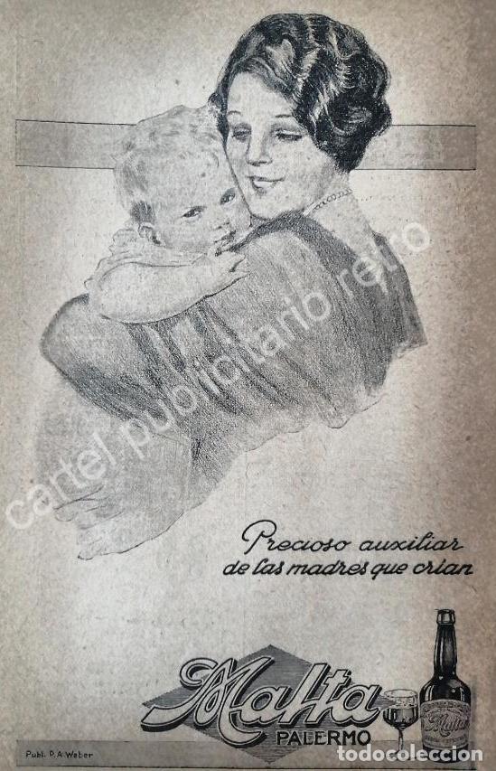 Collectionnisme d'affiches: CARTEL ANTIGUO ORIGINAL DE CERVEZA DE MALTA PALERMO 1929 /8