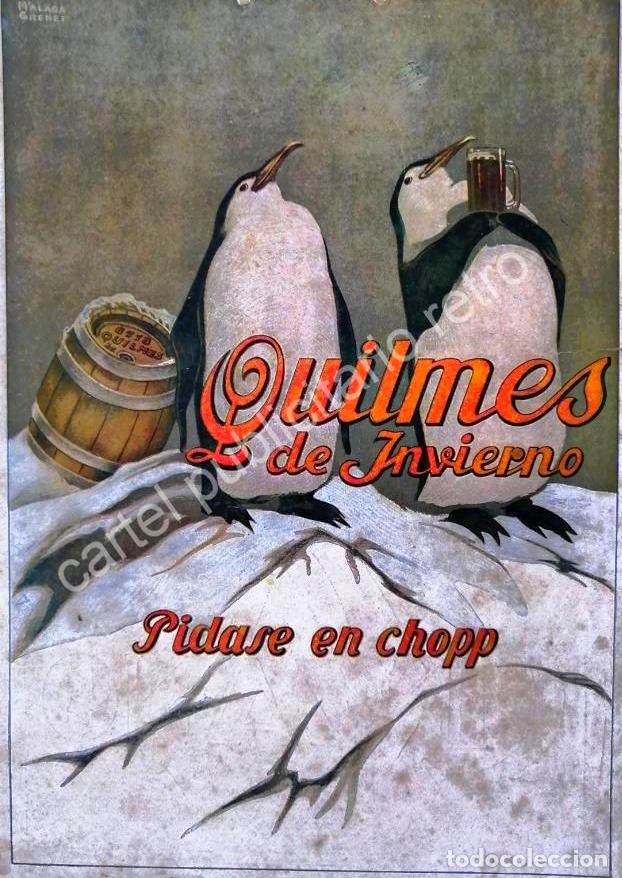 Collectionnisme d'affiches: CARTEL ANTIGUO ORIGINAL DE CERVEZA QUILMES 1927 DIBUJO: JULIO MALAGA GRENET. RARO